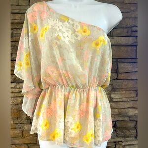 Alice & Olivia One Shoulder Floral Top Size S
